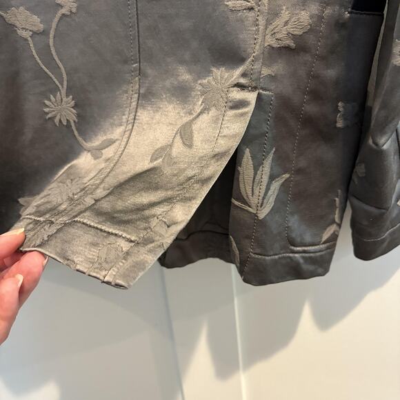 Hache Jacket Women 46 US 10 Gray Floral Jacquard Mandarin Collar Made in Italy - Picture 12 of 15